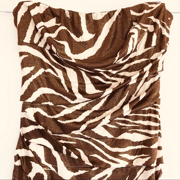 Strapless Brown Cream Gold Micro-mini - Picture 2 of 5